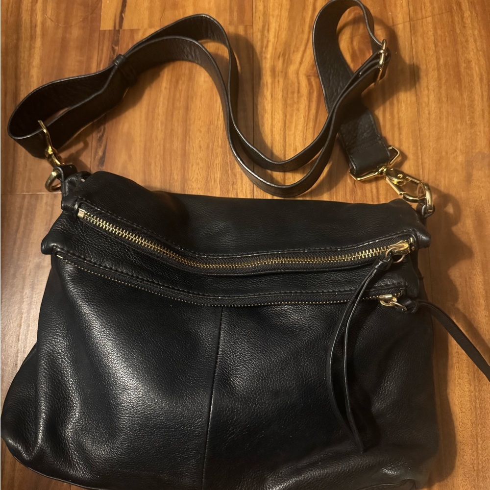 Margot Black Pebbled Leather Shoulder
Crossbody Bag 3 Compartment Boho